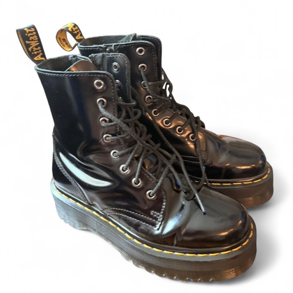 Dr. Martens Jadon Patent Leather Platform Combat Boots Black W7/M6 y2k punk